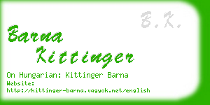 barna kittinger business card